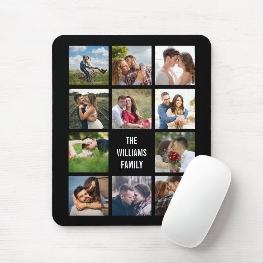 Schwarzes Hochzeitfoto Collage Mouse Pad Mousepad (Mit Mouse)