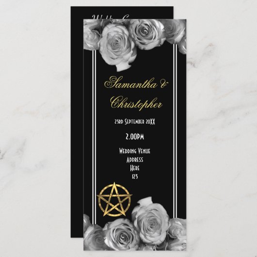 Schwarzes Hochzeitsprogramm für Wiccan Pentagramm Programm (Vorne/Hinten)