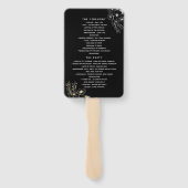 Schwarzes Hochzeitsprogramm-Handfächer Fächer (Rückseite)