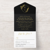 Schwarzes Hochzeitsschild mit Goldblatt verziert M