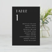 Schwarzes Hochzeitssitzplan | Modern Minimalistisc Einladung (Stehend Vorderseite)