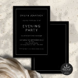 Schwarzes Hochzeitsstift mit weißem Abend - Party Einladung<br><div class="desc">Einfaches Party mit weißer Textzeile an der Grenze zum Schwarzen Abend. Vollständig anpassbar. Verfügbar in digitaler Form und gedruckt. Leicht zu personalisieren den Text auf Ihre Details und ändern Sie die Farben der Typografie und Hintergrund auf jeder Seite, wenn Sie möchten, können auf eine oder Ihre Wahl über die editieren...</div>
