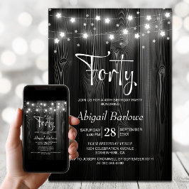 Schwarzes Holz 40. Geburtstag Party Einladung