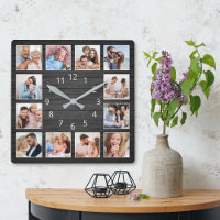 Schwarzes Holz Custom Foto Collage Elegant