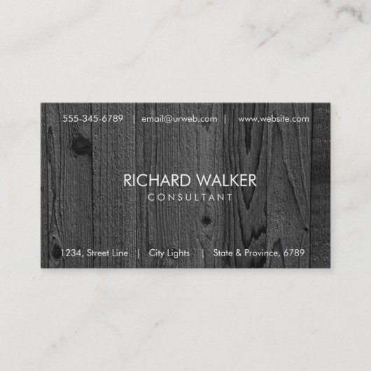 Schwarzes Holz Elegant Modernes Berufliches Dunkle Visitenkarte (Vorderseite)
