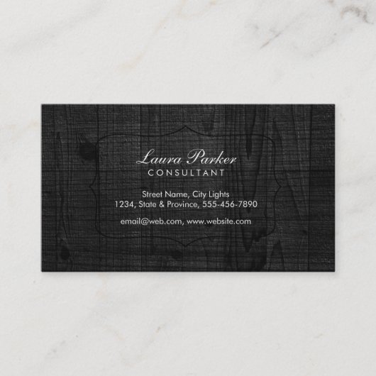 Schwarzes Holz Elegant Subtile Vintag Visitenkarte (Vorderseite)