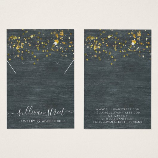 Schwarzes Holz Gold Ohrringe - Ketten-Display-Kart (Vorne & Hinten)