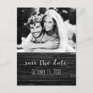 Schwarzes Holz SAVE THE DATE Glam Rustikale Hochze Ankündigungspostkarte
