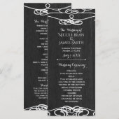 Schwarzes Holz & Weißes Vintage-Hochzeitsprogramm Programm (Vorne/Hinten)