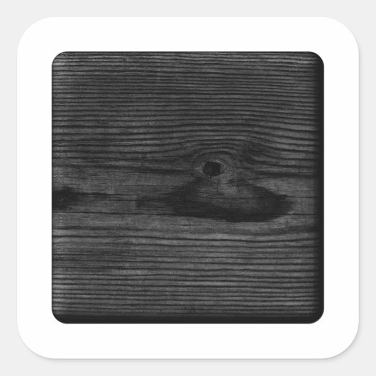 Schwarzes Holzbild. Quadratischer Aufkleber (Vorderseite)