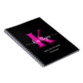 Schwarzes Hot Pink Monogram Sketchbook Notizblock (Rechte Seite)