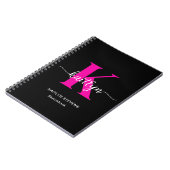 Schwarzes Hot Pink Monogram Sketchbook Notizblock (Linke Seite)