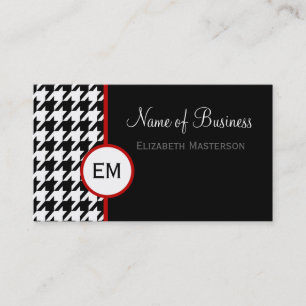 Schwarzes Houndstooth-Monogramm Visitenkarte
