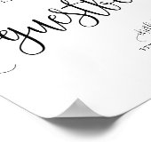 Schwarzes hübsches Kalligrafie-Skript Hochzeitsgäs Poster (Ecke)