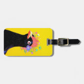 Schwarzes Huhn mit Blumen Gepäckanhänger (Vorderseite horizontal)