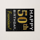 Schwarzes, Imitat-Gold50. Geburtstag + Puzzle (Horizontal)