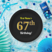 Schwarzes, Imitat-Gold67. Geburtstag + Pappteller (Party)