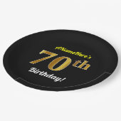 Schwarzes, Imitat-Gold70. Geburtstag + Pappteller (Schrägansicht)
