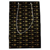 Schwarzes Imitat-Goldfolien-Pfeil-Muster Mittlere Geschenktüte (Vorderseite)