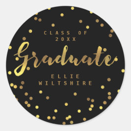 Schwarzes Imitat Graduate Graduate Runder Aufkleber