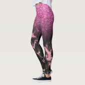 Schwarzes Imitat, Marmor und rosa Glitzer ombre Leggings (Links)