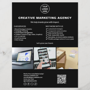 Schwarzes individuelles Logo Foto QR Marketing Ges Flyer