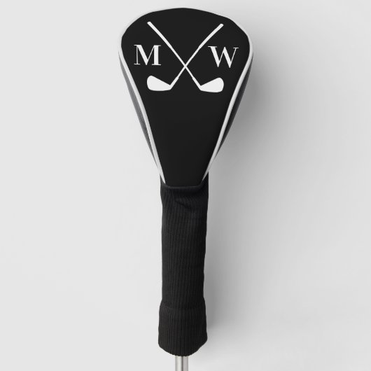 Schwarzes Initialen-Monogramm Golf Headcover (Vorderseite)