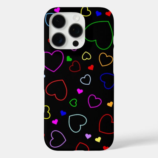 Schwarzes iPhone Cover mit vielen farbenfrohen Her (Rückseite)