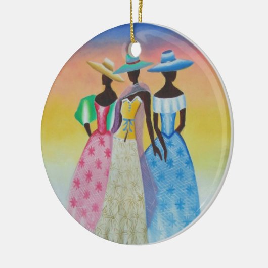 Schwarzes ist schöne Afroamerikaner-Kunst Keramikornament (Links)