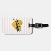 Schwarzes J'adore Zitat-| u. Goldherz Gepäckanhänger (Vorderseite horizontal)