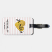 Schwarzes J'adore Zitat-| u. Goldherz Gepäckanhänger (Rückseite horizontal)