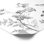 Schwarzes Jouy-Blumen-Babyshower-Willkommensschild Poster (Ecke)