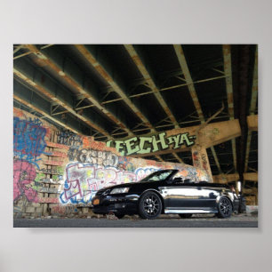 Schwarzes Kabriolett-Plakat Saabs 93 Poster