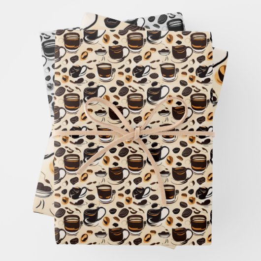 Schwarzes Kaffeeöl Farbmuster Personalisiert Geschenkpapier Set (Beispiel)