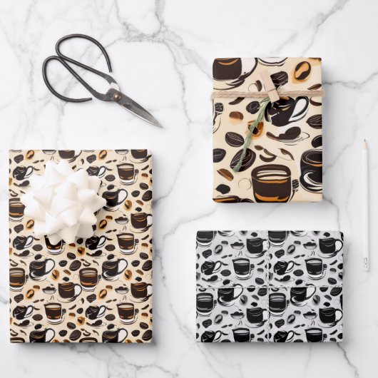 Schwarzes Kaffeeöl Farbmuster Personalisiert Geschenkpapier Set (Vorderseite)