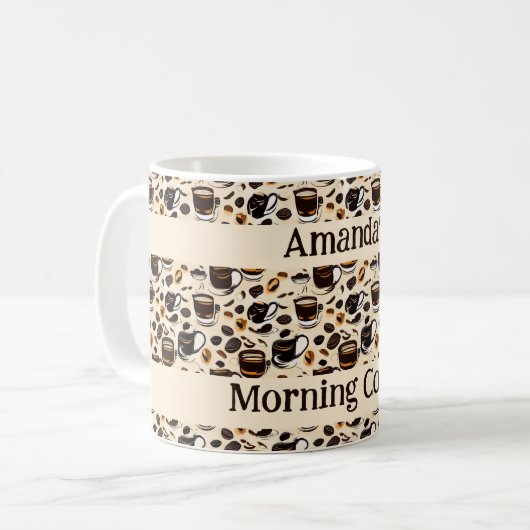 Schwarzes Kaffeeöl Farbmuster Personalisiert Kaffeetasse (Vorderseite Links)