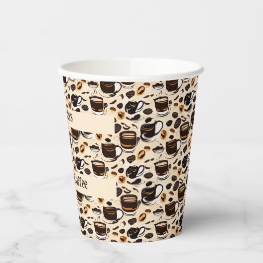 Schwarzes Kaffeeöl Farbmuster Personalisiert Pappbecher (Links)