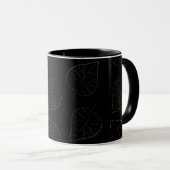 Schwarzes Kaffeetasse mit Goldblattmuster (VorderseiteRechts)