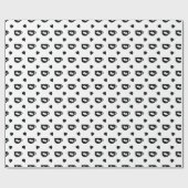 schwarzes Kaffeetassen-Muster mit schwarzen Herzen Geschenkpapier (Flach)