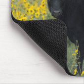 Schwarzes Kalb in einem Feld der Sonnenblumen Mousepad (Ecke)