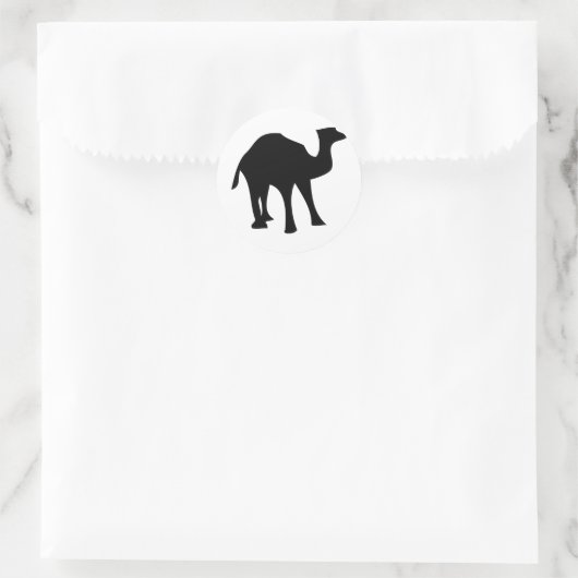 schwarzes Kamel Runder Aufkleber (Tasche)