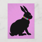 Schwarzes Kaninchen in der Silhouette Hübsche Blum Postkarte (Vorderseite)