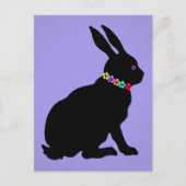 Schwarzes Kaninchen in der Silhouette Hübsche Blum Postkarte (Vorderseite)