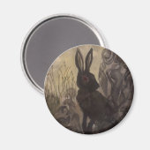 Schwarzes Kaninchen Magnet (Vorderseite/Rückseite)