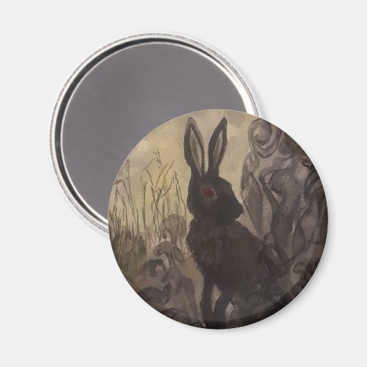 Schwarzes Kaninchen Magnet (Vorderseite/Rückseite)