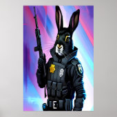 Schwarzes Kaninchen mit Polizeiuniform | Art der A Poster (Vorne)