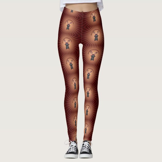 Schwarzes Kaninchen schreiend Leggings (Vorderseite)