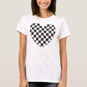 Schwarzes kariertes Herz T-Shirt
