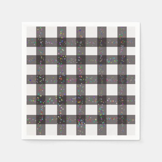 Schwarzes Kariertes Muster Serviette (Vorderseite)