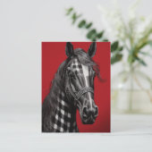 Schwarzes Kariertes Pferd Postkarte (Stehend Vorderseite)